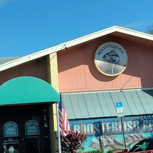 the entrance to the restaurant