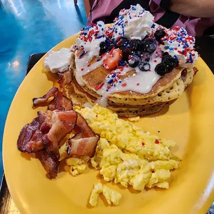 Red, White &amp; Blue Pancakes (blueberries, strawberries, whipped cream) combo