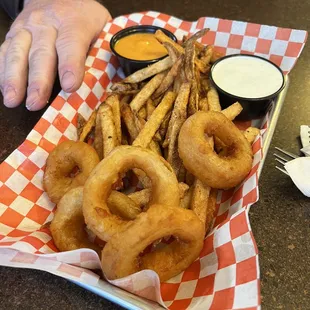 10.19 for a basket of frings...&amp; they charged us .50 for the rooster sauce so really 10.69