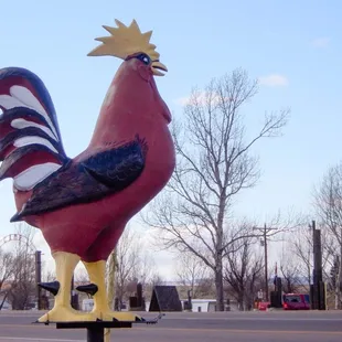 Of course they would have a giant rooster! Ha!