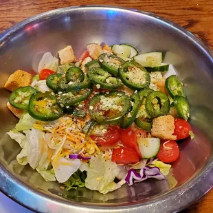 Garden salad with jalapenos