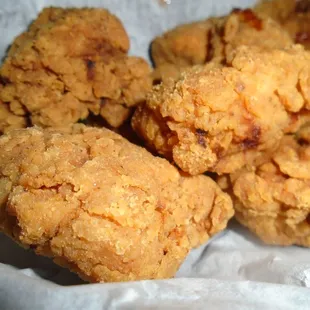 Boneless chicken wings, close-up.