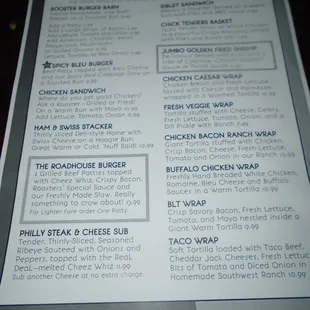 Front of the menu.