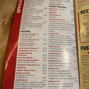 a menu for a restaurant