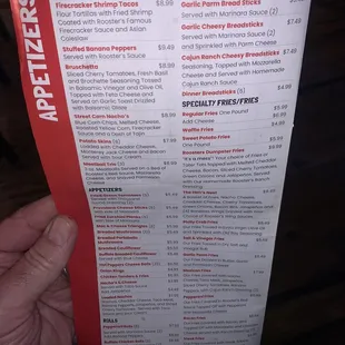 a hand holding a menu