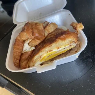 Croissant breakfast sandwich