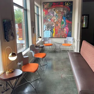 Seating for cocktails or waiting area for dining.