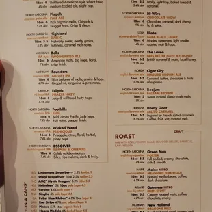 Beer Menu