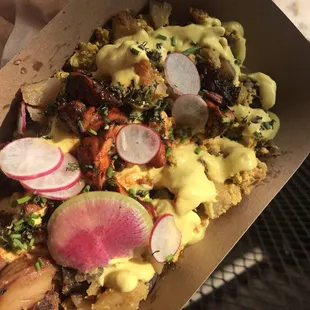 Vegan tofu hash benedict at Mill City Farmers Market