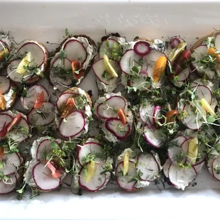 Almond cream cheese &amp; radish crostini&apos;s