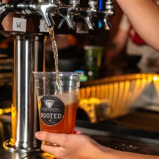 Experience the calming vibes at Rooted with our house-brewed botanical teas served fresh from the tap!