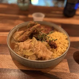 Duck Confit deconstructed gumbo.