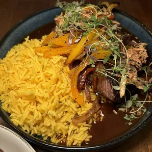 Pepper Steak and Yellow Rice