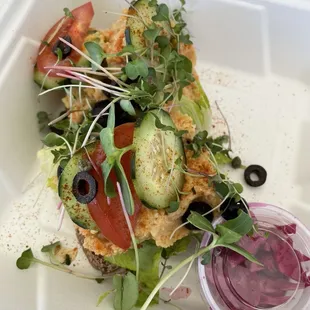 Chick pea salad with Gluten free toast.