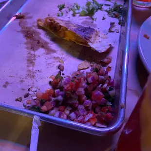 Smoked chicken quesadilla app. What was left of it