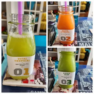 a variety of juices