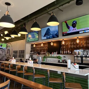 the bar and televisions