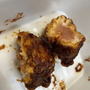 This was the chicken wings in the to-go container once I cut it open.