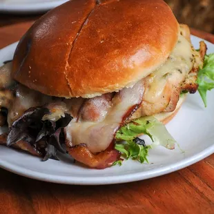 a sandwich on a white plate