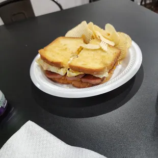SPAM Egg and Cheese sandwich