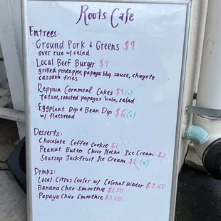 Menu for the day
