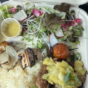 Veggie kabob &amp; ahi