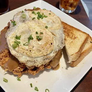 Chicken fried steak and eggs
