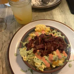 Potato / egg bowl + an orange crush