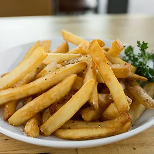 a plate of french fries