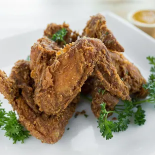 a pile of fried chicken