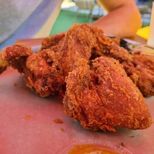 a pile of fried chicken