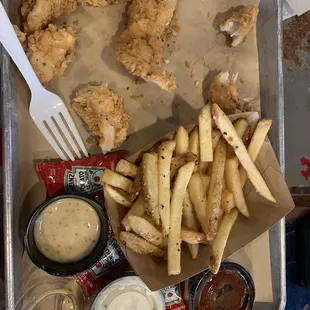 Chicken Strips and Duck Fat Fries