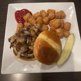 Mushroom burger! Yummy comes with your choice of side