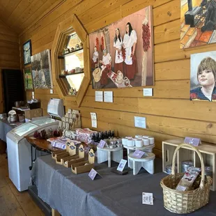a table with a variety of goods