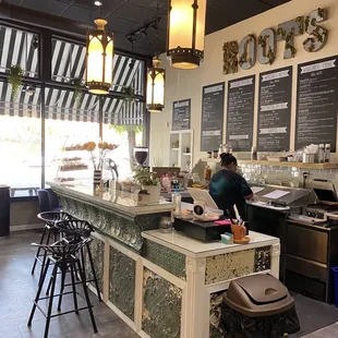 a woman working at the counter