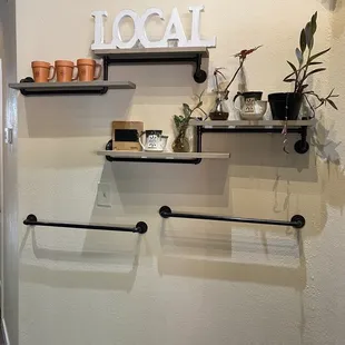 shelves with plants