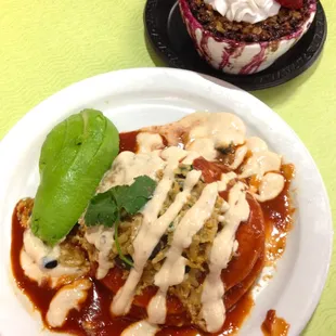 Pacheco Pass (stacked enchiladas) &amp; Blueberry Mango Cobbler