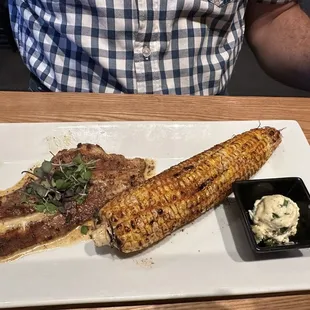 Caribbean Jerk Grouper Mojo sauce, fire charred corn