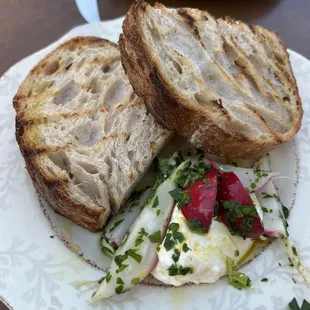 Bread service ~ Spence Farm sourdough from PQB with whipped honey butter and Werp Farm radishes