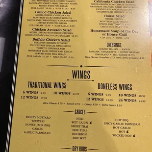 menu