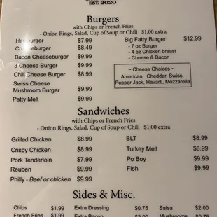 the menu