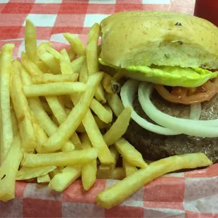 Hamburger and fries