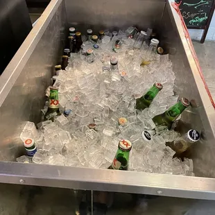 There's selection of beers in bottles