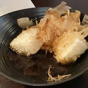 3/5's of our order of Agedashi Tofu