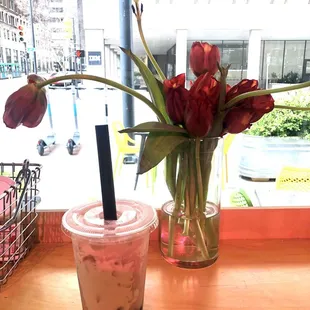 Strawberry Boba (this was really bad tasting with hard bobas no strawberry flavor and a weird white film)