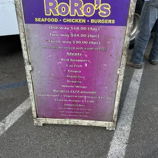 RoRo's Menu