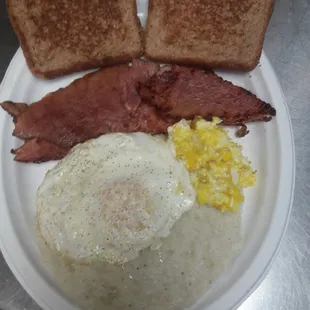 Ham Grits eggs of choice and toast