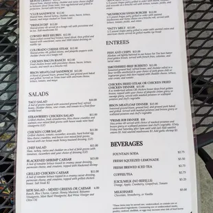a menu on a table