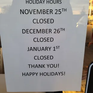 Hours as of 11.16.22