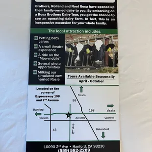 Dairy farm tour pamphlet